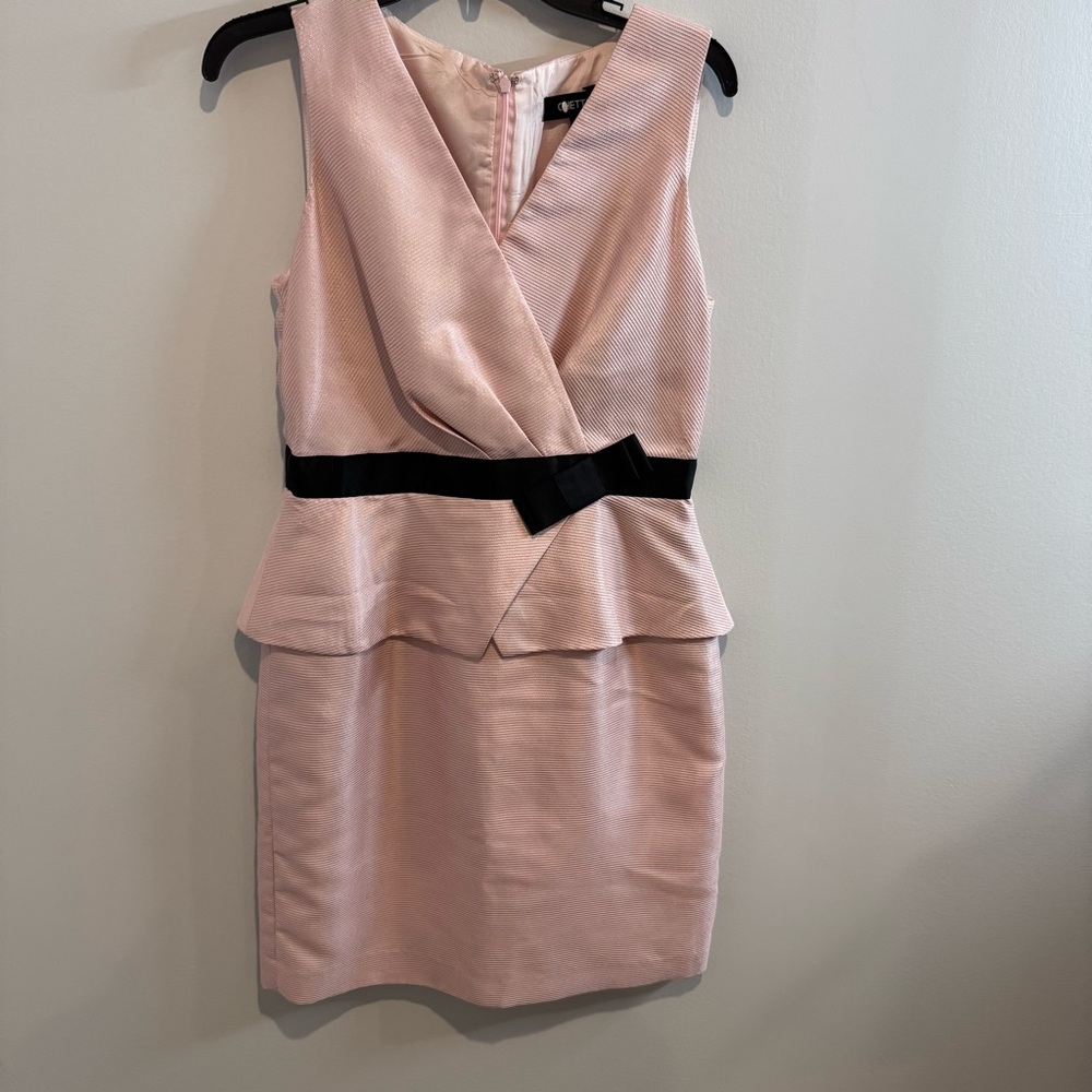 Chetta‎ B Light Pink Dress Size 10 peplum bow